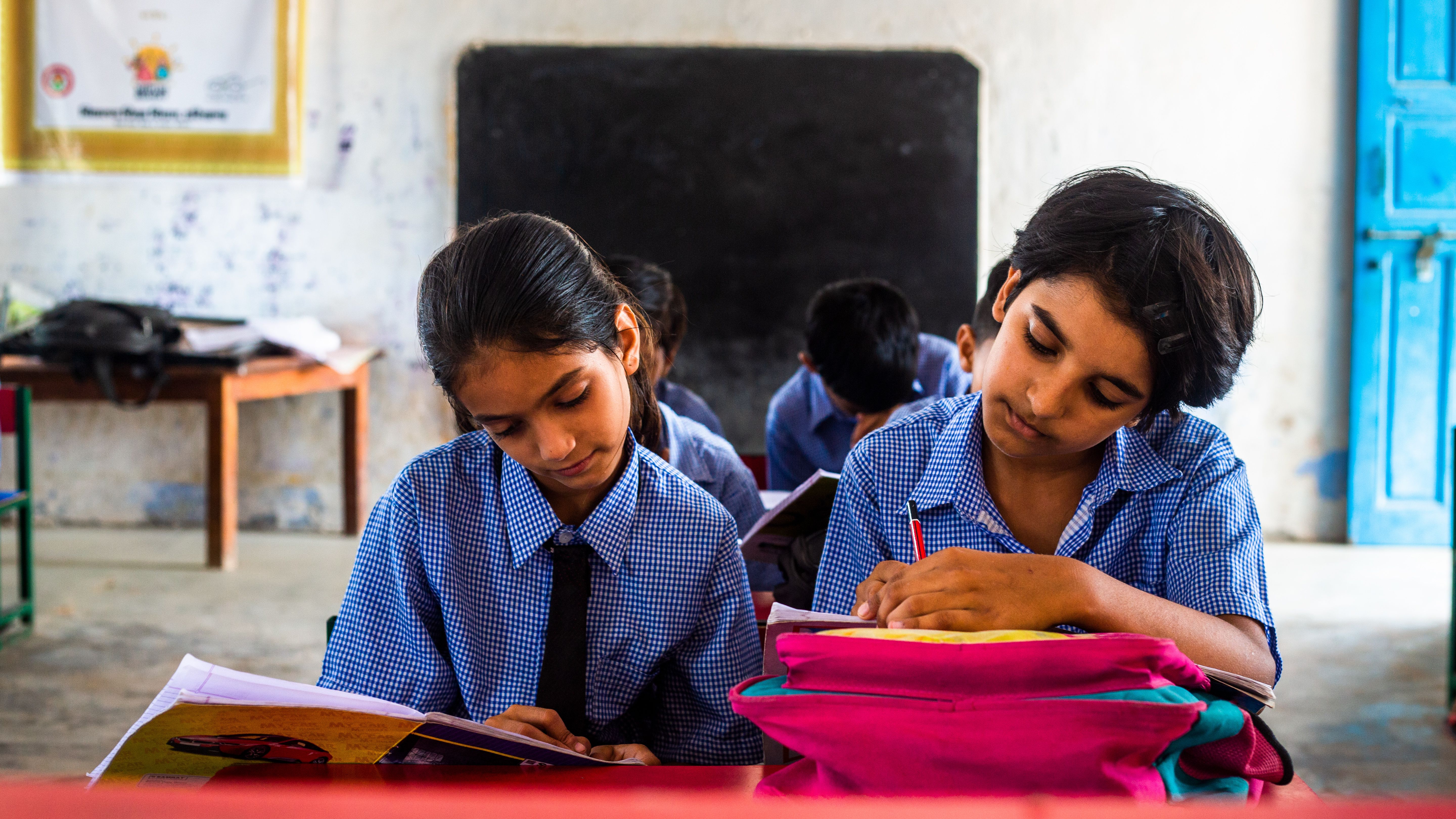 Indian Class 8 students studying in a classroom